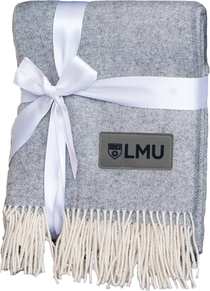 Herringbone Wool Blanket with LMU Leatherette Patch