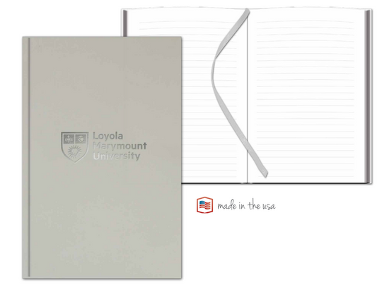 5.5" x 8.5" Light Gray Premium Notebook with Foil LMU cover imprint